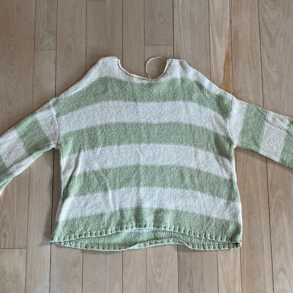 Green and White striped billabong sweater